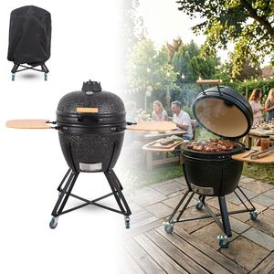Kerámia kamado grill inSPORTline Pyrexo 24", kerámia belső héj, tartós hőteljesítmény, beépített hőmérő, hatékony szén-fogyasztás kép