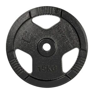Öntöttvas súlytárcsa inSPORTline Hamerton Black 15 kg 30 mm, kopásgátló bevonat, praktikus fogantyú, hosszú élettartam kép