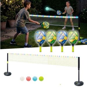 Világító pickleball szett inSPORTline LRS400, tartós anyag, praktikus, világító műanyagból készült, 4 játékos számára, EN71 biztonsági tanúsítvány kép
