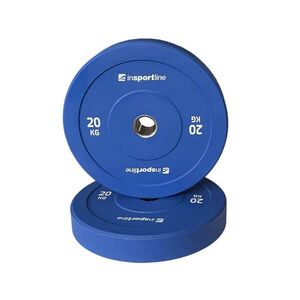 Gumírozott súlytárcsa inSPORTline Bumper Plate Go 20 kg 50 mm, minőségi kivitelezés, vonzó színkialakítás, kopásálló, tartós ütköző gumi kép