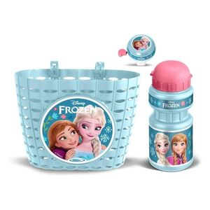 Kerékpáros szett Frozen II (kosár, palack, csengő) - világoskék, univerzális bilincs, tartós műanyag, fém kép