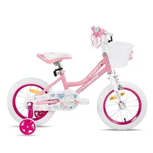 Gyermekkerékpár kosárral és segédkerekekkel Joystar Angel 14", 91-119 cm, stílusos kosár, strapabíró váz, hátsó kontrafék, leszerelhető segédkerekek kép