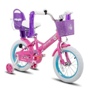 Gyermekkerékpár Joystar Little Daisy 14", 92-120 cm, állítható nyereg és kormány, kormánykosár, babaülés, csengő, felfújható gumiabroncsok, kontrafék kép