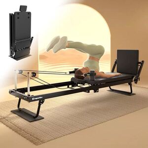 Reformer pilates inSPORTline Auraler, kettős ellenállási rendszer, összecsukható acélszerkezet, görgők a könnyű kezeléshez kép