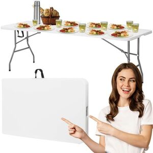 Springos összecsukható kerti asztal, 240cm, fehér kép