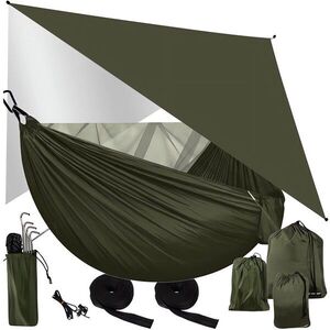 TRIZAND 25364 Turista függőágy szúnyoghálóval 260 × 140 cm zöld kép