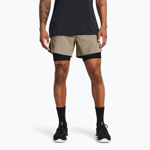 Férfi Under Armour Peak Woven 2in1 rövidnadrág timberwolf taupe/fekete/fekete (Peak Woven 2in1 1378604-203) kép