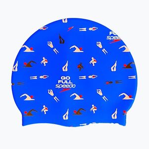 Speedo nyomtatott szilikon úszósapka speedo kék menj teljes sebességgel speedo úszók (Printed Silicone 8-0838500764) kép