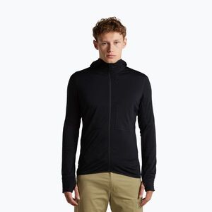 Férfi trekking pulóver Icebreaker Merino 200 Realfleece Descender Half Zip Hoodie black (Merino 200 Realfleece Descender Half Zip IB0A57QE0011) kép