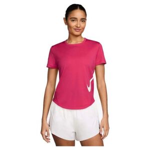 Női rövid ujjú futó póló NIKE W NK TEMPO SWSH HBR DF SS TOP RUSH PINK WHITE kép