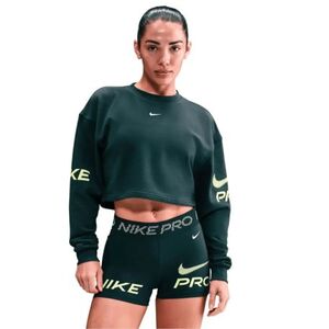Női kapucnis pulóver NIKE PRO W NP DF FLC CREW TT GRX SEAWEED LT LEMON TWIST WHITE kép