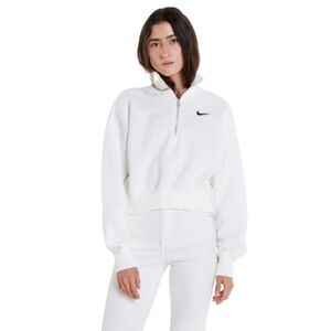 Női pulóver 1 2 cipzárral NIKE W NSW PHNX FLC QZ CROP SAIL BLACK kép