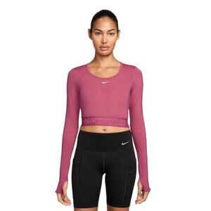 Női hosszú ujjú edzőpóló NIKE PRO W NP DF LS TOP GG SHINE SWEET BEET RUSH MAROON WHITE kép