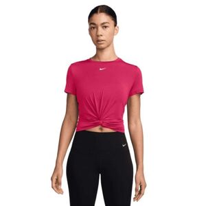 Női rövid ujjú edzőpóló NIKE W NK ONE CLSC DF TWST SS TP WT RUSH PINK WHITE kép
