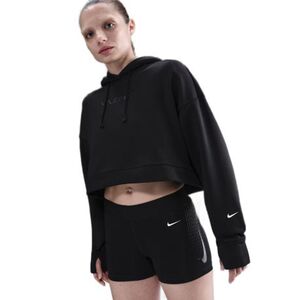Női kapucnis edzőpulóver NIKE PRO W NP TF FLC HOODIE GG GRX BLACK WHITE kép