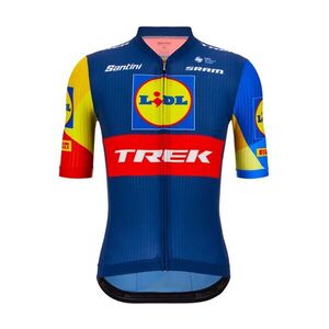 SANTINI Rövid ujjú kerékpáros mez - LIDL TREK 2024 TEAM ORIGINAL - kék/piros/sárga kép