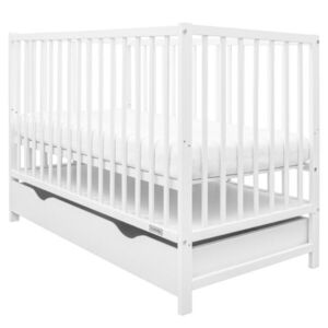 NEW BABY BASIC Rácsos gyerekágy fiókkal, fehér, méret kép
