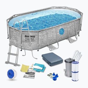 Fémvázas medence Bestway Power Steel Swim Vista Series Oval Pool Set 427x250 cm szürke (Power Steel Swim Vista Series Oval Pool Set 56714N) kép