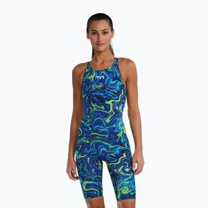 Női egyrészes fürdőruha TYR Thresher Open Back Hyperblitz blue/green (Thresher Open Back Hyperblitz TPHFON6A_487_24) kép