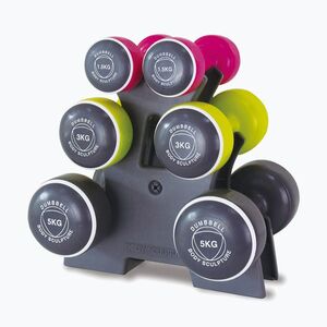 Kézisúlyzó szett állvánnyal Body Sculpture Smart Bw 108T 19 kg pink/yellow/black (Smart Bw 108Dt BW 108T) kép