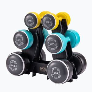 Kézisúlyzó szett állvánnyal Body Sculpture Smart Bw 108Dt 24 kg yellow/blue/black (Smart Bw 108Dt BW 108DT 24KG) kép