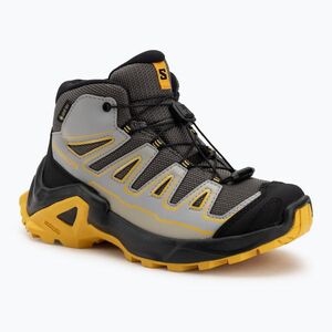 Gyermek túracipő Salomon X Ultra Mid GTX castlerock/fekete/fűszeres/mustár (X Ultra Mid GTX L47746000) kép