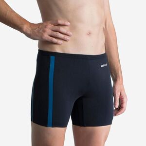 Decathlon Férfi úszónadrág, Yoko, hosszított szár, kék, fekete, szürke kép