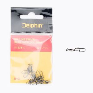 Delphin guruló forgócsavar gyorszáras pattintással 10 db fekete 969B01004 (Rolling Swivel with Fastlock Snap 969B01004) kép