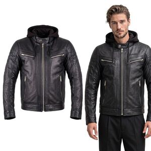 Bőr motoros kabát W-TEC Murayo, szellőzőrendszer, kivehető CE védőbetétek, belső hálós bélés, összehúzható kapucni, ergonomikus kialakítás kép