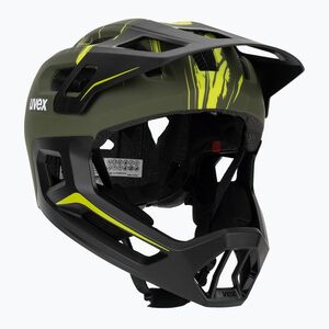 Gyermek kerékpáros sisak UVEX React Fullface Jr dark olive matt (React Fullface Jr 41/4/698/04/15) kép