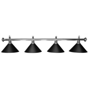 biliárd lámpa Dynamic 4db fekete búrával 180 cm-es króm rúd, 40cm búra átmérő kép