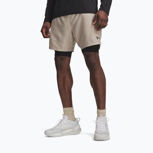 Férfi edző rövidnadrág Under Armour Vanish Woven 2.0 2IN1 Shorts timberwolf taupe/black (Vanish Woven 2.0 2IN1 6013950-203) kép