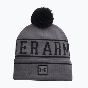 Férfi téli sapka Under Armour Halftime Pom Beanie castlerock/black/black (Halftime Pom Beanie 1386634-025) kép