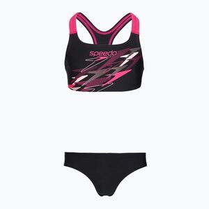 Gyermek kétrészes fürdőruha Speedo Medley Logo Racerback 2pc anthracite/pink (Medley Logo Racerback 2pc 8-004414002) kép