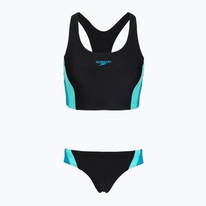 Női egyrészes fürdőruha Speedo Colourblock Splice 2.0 anthracite/mayanblue (Colourblock Splice 2.0 8-004572003) kép