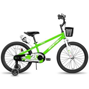 Gyerekbicikli Joystar Pluto 20", 115-145 cm, világító segédkerekek, strapabíró acélváz, biztonságos fékek, állítható nyeregmagasság, palacktartó kép