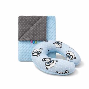 COSING Set Minky deka + nákrčník Pandy modrý kép