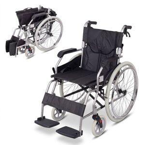 Könnyített mechanikus összecsukható kerekesszék inSPORTline Jakesully világos kerekekkel, 13 kg, akár 100 kg teherbírás, ergonomikusan párnázott ülés kép