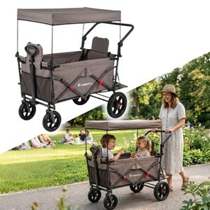 Összecsukható kiskocsi inSPORTline StrollKidz gyermekszállítási lehetőséggel, biztonsági fék, 2 összecsukható ülés, 5 pontos biztonsági öv kép