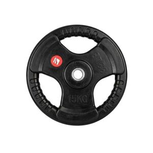 Gumírozott súlytárcsa inSPORTline Graton 15 kg 30 mm, praktikus fogantyúk az oldalain, hosszú élettartam, fokozott védelem a kopás ellen kép