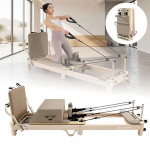 Pilates reformer inSPORTline Comfolder EVO, összecsukható szerkezet, 4 görgő a könnyű mozgatáshoz, karcolásálló váz, levehető háttámla, pilates doboz - anthracit kép
