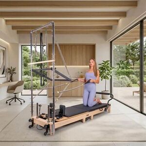 Pilates Reformer torony inSPORTline Driftaler, stabil szerkezet, 53 rögzítőszem, V-alakú fogantyú, négy hosszú és négy rövid prémium rugó kép