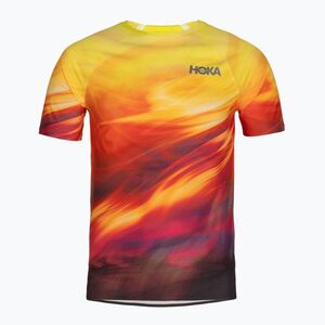 Férfi futó póló HOKA Race Day Short Sleeve TR PRT hoka citrus print (Race Day TR Print SS 1182018-HSP) kép