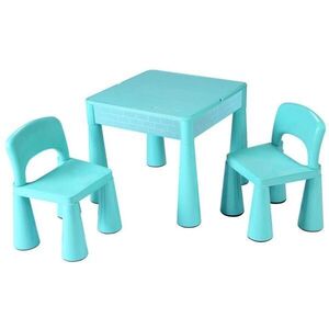 NEW BABY TABLE AND CHAIRS Kisasztal és két kisszék, türkiz, méret kép