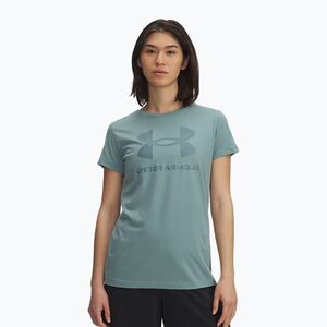 Női edzőpóló Under Armour Rival Logo serpentine/jasper blue (Rival Logo 1356305-323) kép