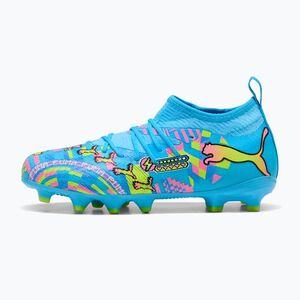 Gyermek focicipők PUMA Future 9 Match Advanced Level FG/AG Jr puma white/blue glimmer/pink glimmer/yellow alert (Future 9 Match Advanced Level FG/AG Jr 109216 01) kép