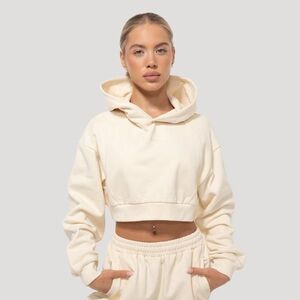 GymBeam Women‘s Mochi Cropped Hoodie Cream kép