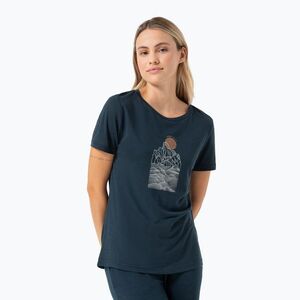 Női póló super.natural Preikestolen Cliffs Tee blueberry/feather grey/copper (Preikestolen Cliffs Tee SNWP03128) kép