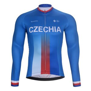 BONAVELO Hosszú ujjú kerékpáros mez - CZECHIA WINTER - kék kép