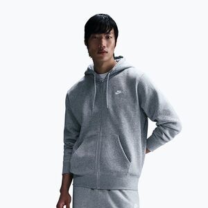 Férfi pulóver Nike Club Full Zip Hoodie dark grey heather/light smoke grey/white (Club Full Zip Hoodie FN3861-063) kép